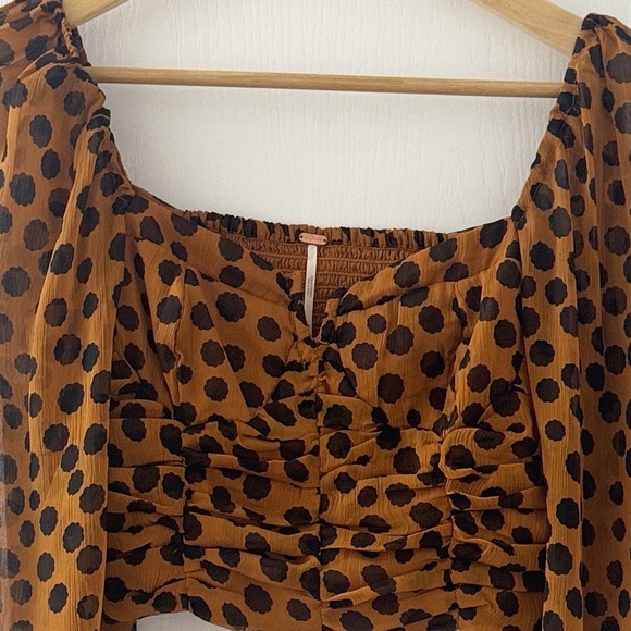 FREE PEOPLE PARKER Blouse Leopard Print Cropped Size XS Like New! - Picture 5 of 7